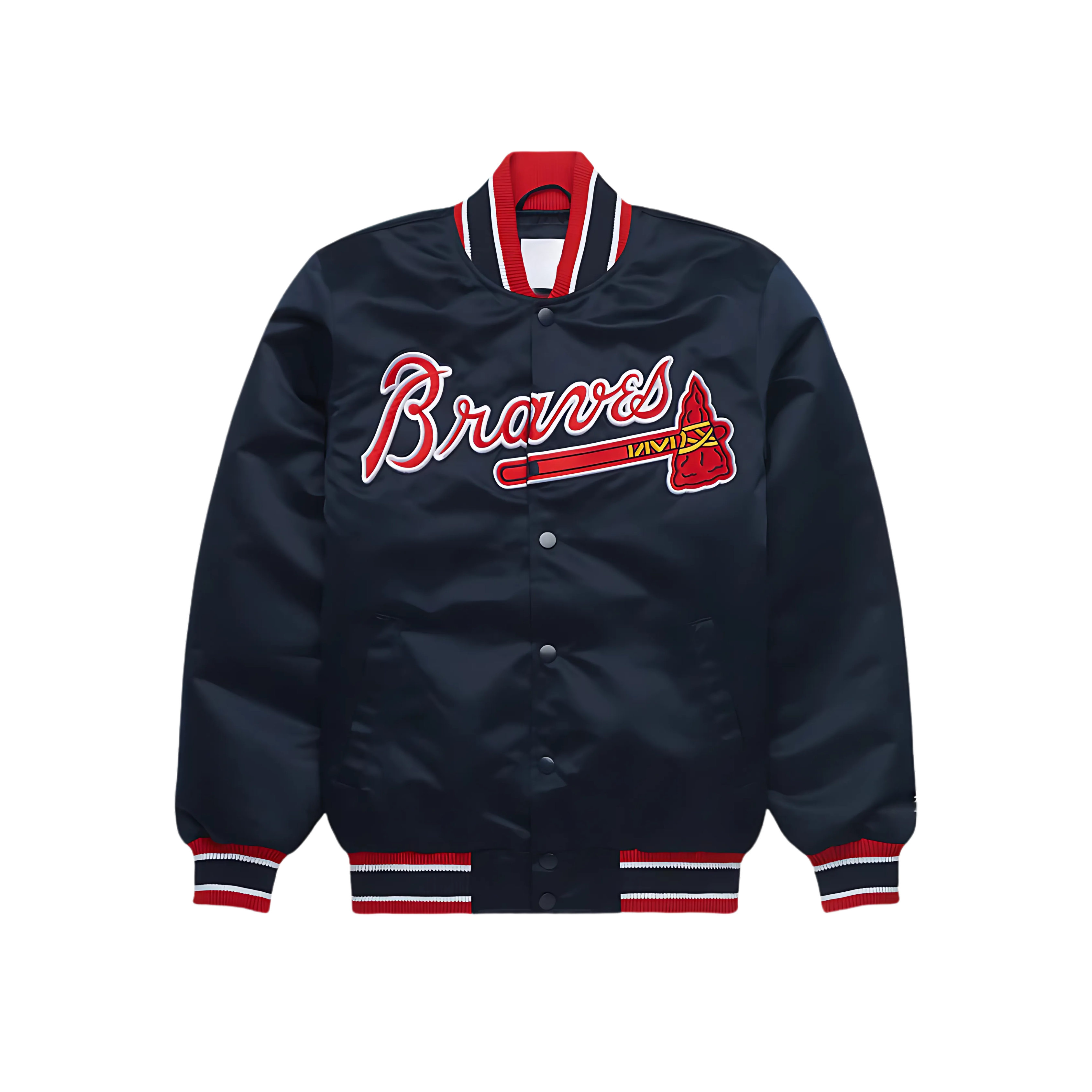 Atlanta Braves Navy Satin Jacket, JacketnJoint