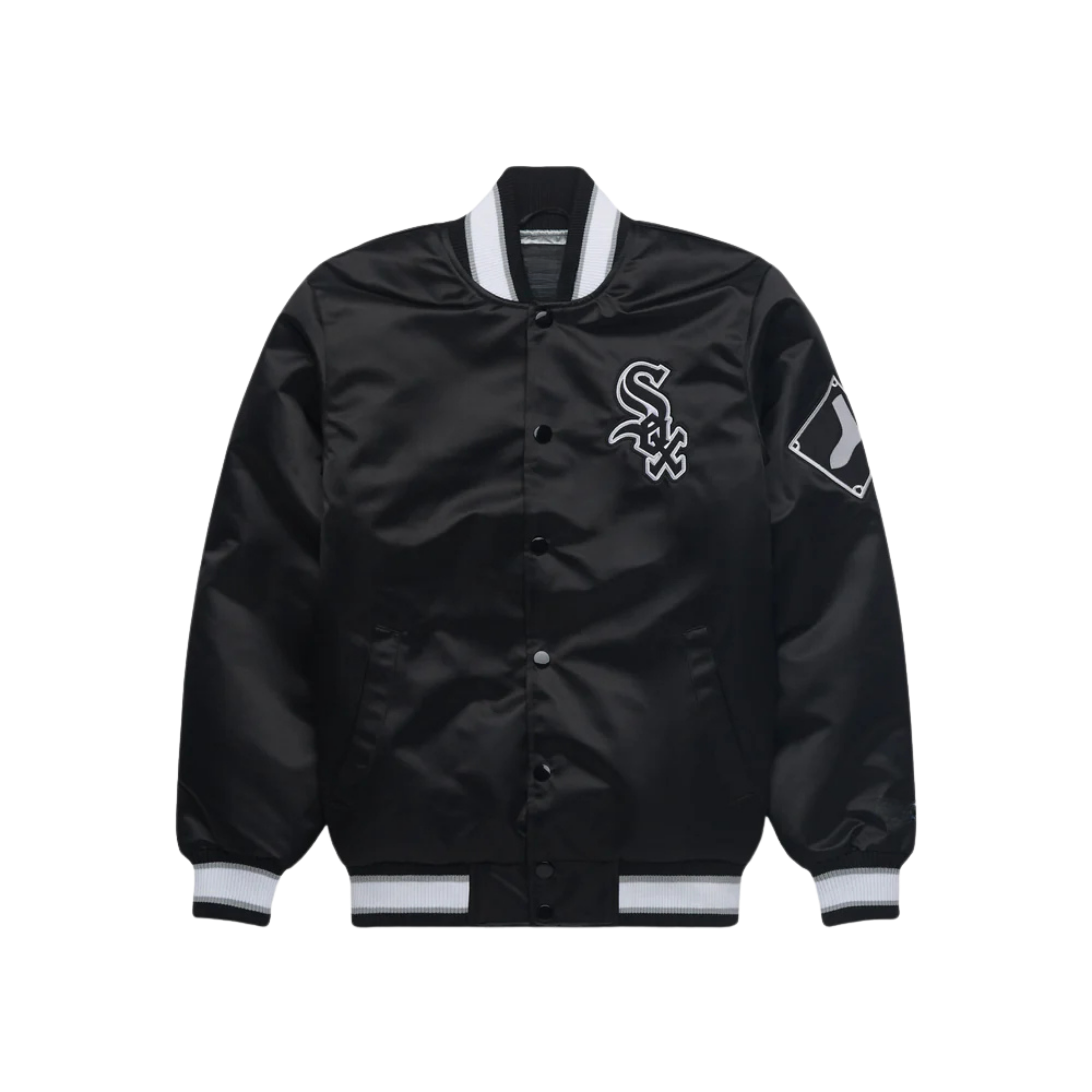 MLB WHITE SOX Majestic スタジアムジャケット Chicago White Sox MLB Satin Varsity Fan Jacket | JacketnJoint