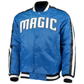 Official NBA Orlando Magic satin bomber jacket front view, JacketnJoint