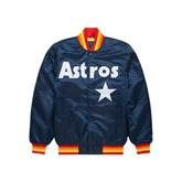 Houston Astros galaxy satin bomber jacket navy orange, JacketnJoint