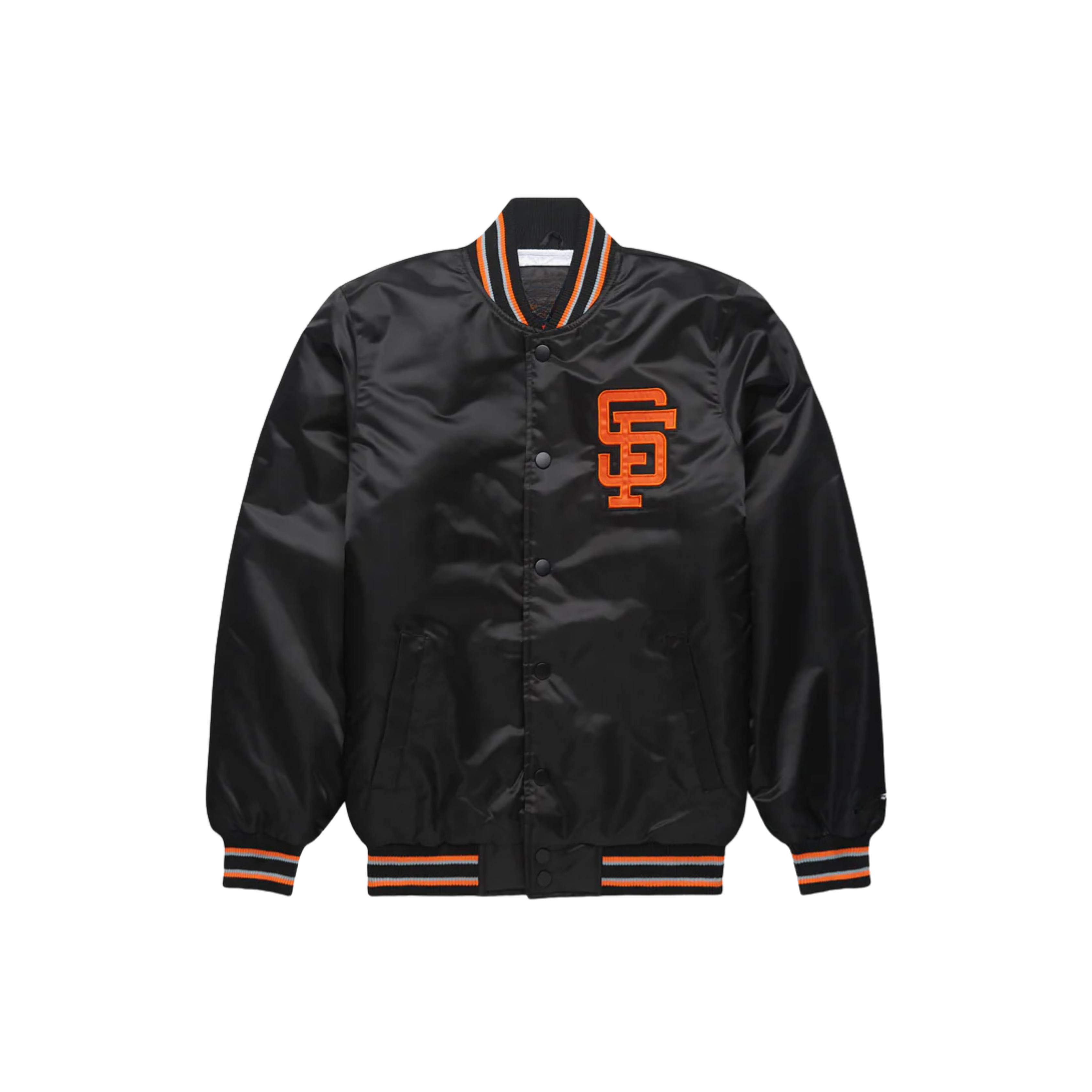 San Francisco Giants retro satin bomber jacket black orange, JacketnJoint