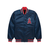 Los Angeles Angels red satin victory jacket MLB fan gear front view, JacketnJoint