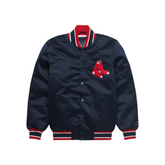 Boston Red Sox varsity satin bomber jacket front view – MLB fanwear, JacketnJoint