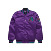 Arizona Diamondbacks satin varsity bomber jacket front view, JacketnJoint