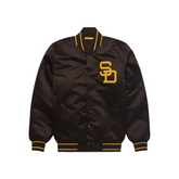 San Diego Padres Brown Satin Bomber Jacket Front View, JacketnJoint