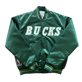 Milwaukee Bucks Victory Satin Jacket green cream NBA fan gear, JacketnJoint
