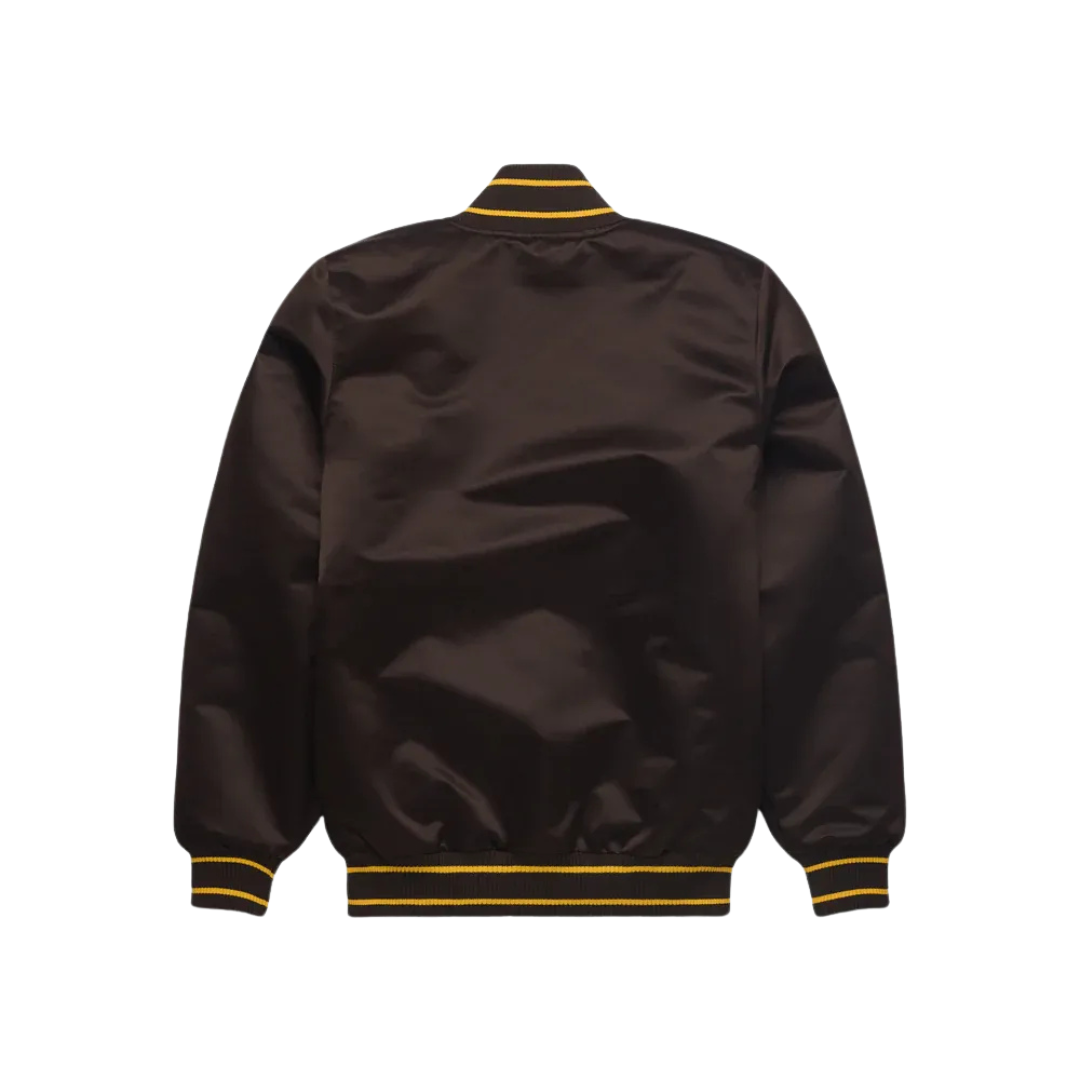 San Diego Padres Brown Satin Bomber Jacket Back View