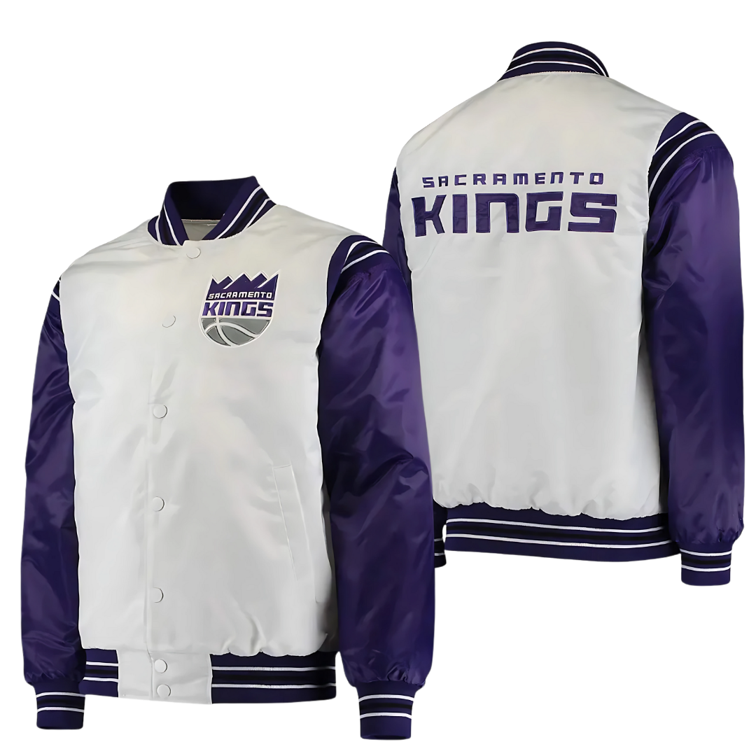Sacramento Kings retro bomber satin fanwear apparel, JacketnJoint
