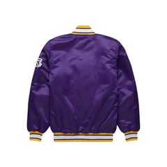 Lakers NBA satin varsity jacket purple and gold back view, JacketnJoint
