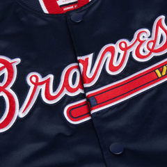 Atlanta Braves Navy Satin Jacket logo, JacketnJoint