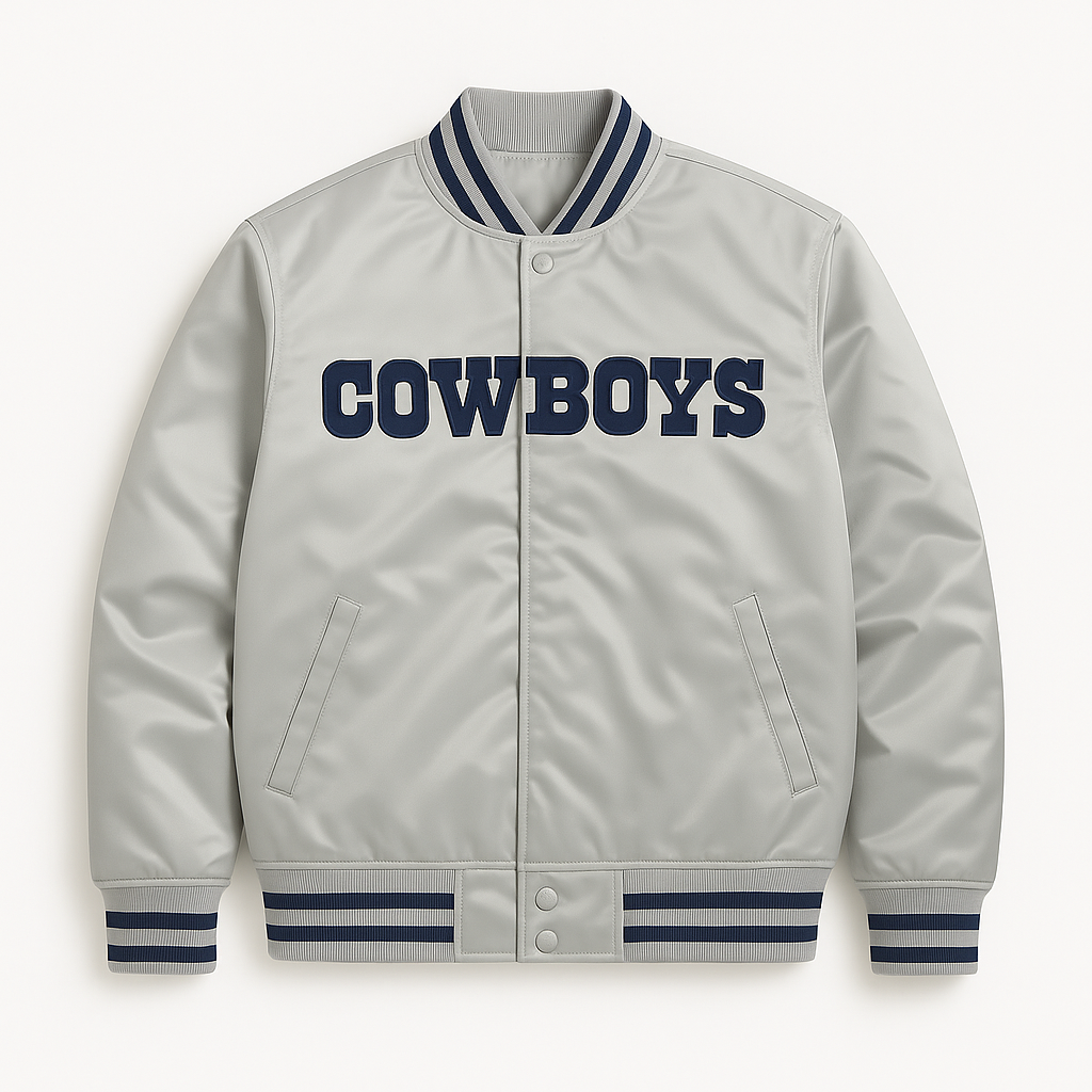Dallas Cowboys Blue Satin NFL Varsity Jacket | JacketnJoint Dallas Cowboys Blue Satin NFL Varsity Jacket | JacketnJoint