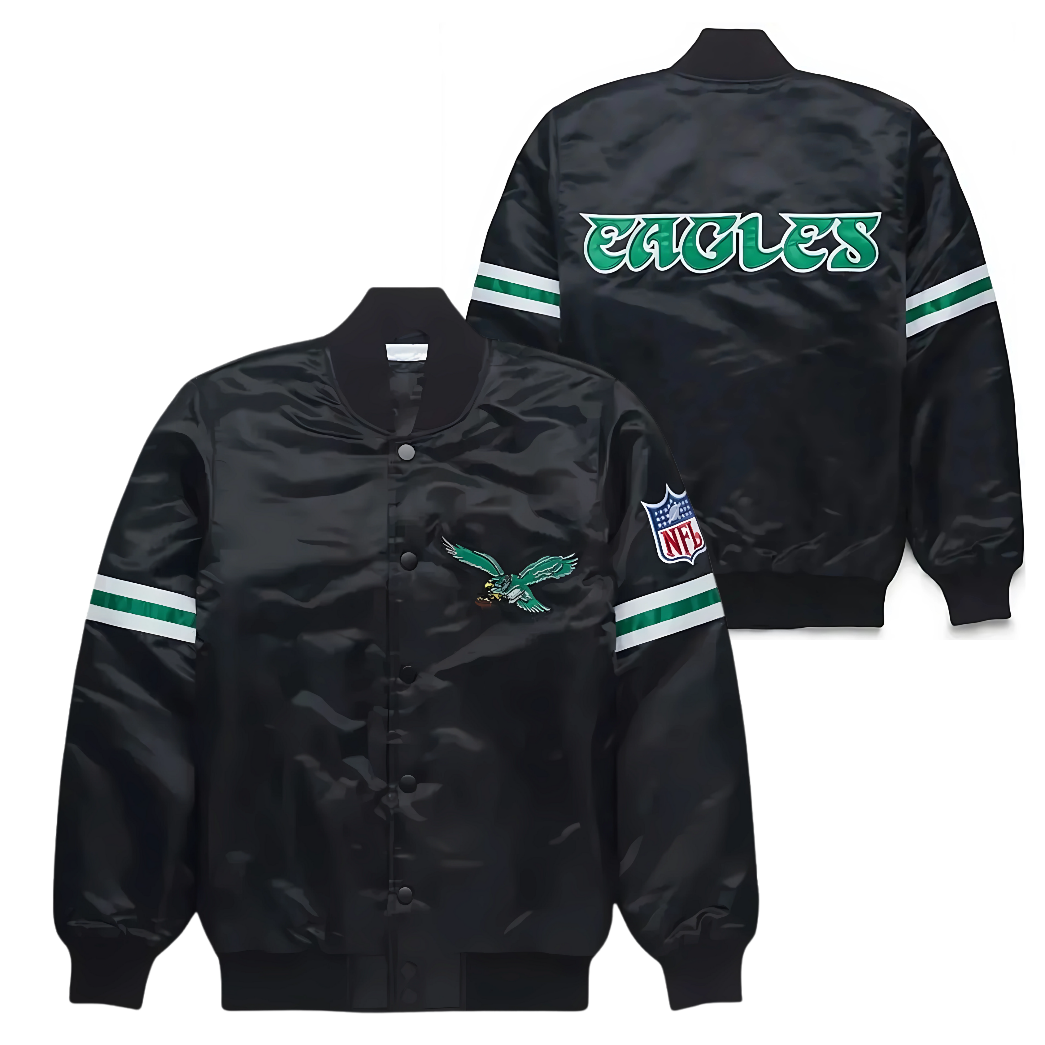 Eagles varsity satin fanwear jacket for football fans, JacketnJoint