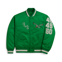 Philadelphia Eagles vintage green NFL jacket front view, JacketnJoint