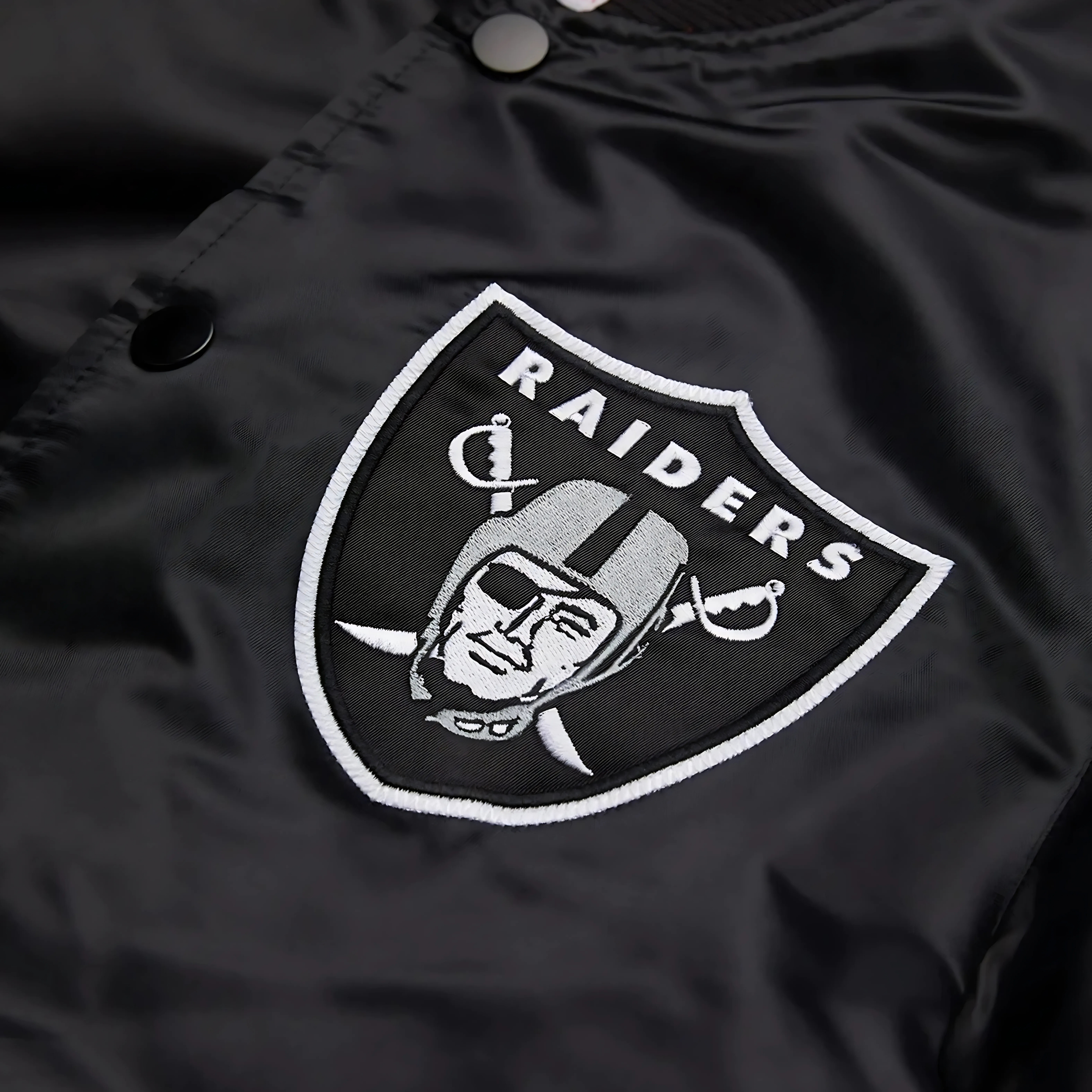 Official Raiders satin jacket with embroidered team logo, JacketnJoint