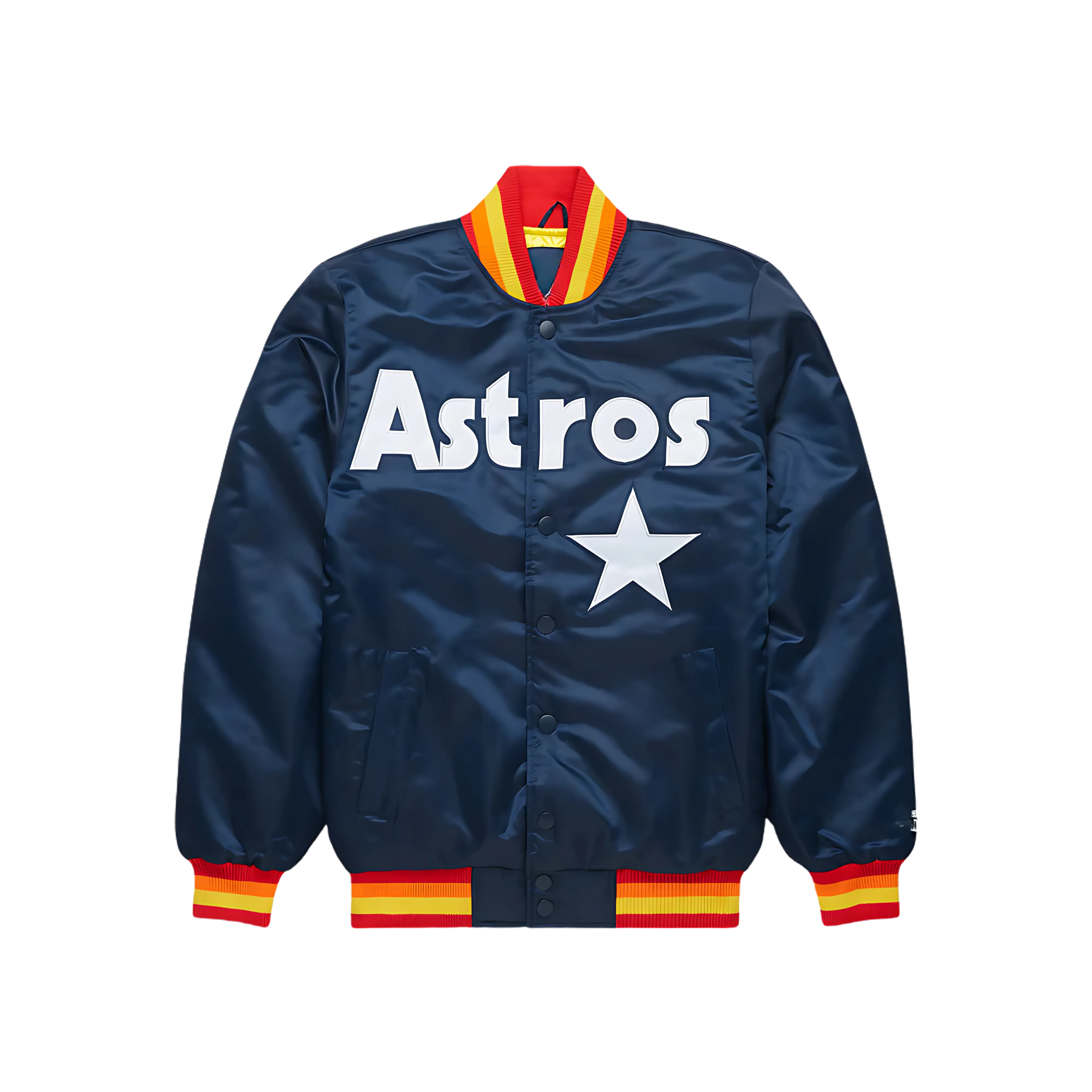 Houston Astros galaxy satin bomber jacket navy orange, JacketnJoint