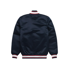 Minnesota Twins Navy Satin Bomber Jacket back view, JacketnJoint
