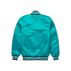 Miami Marlins Black Satin Bomber Jacket back view, JacketnJoint