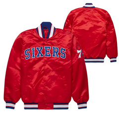 Official NBA Philadelphia 76ers varsity satin jacket with logo, JacketnJoint