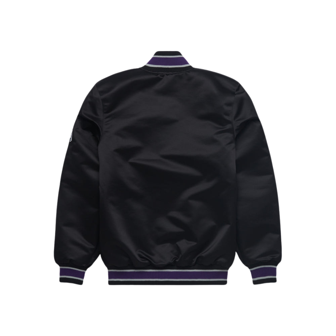 Colorado Rockies baseball fanwear satin jacket back view, JacketnJoint