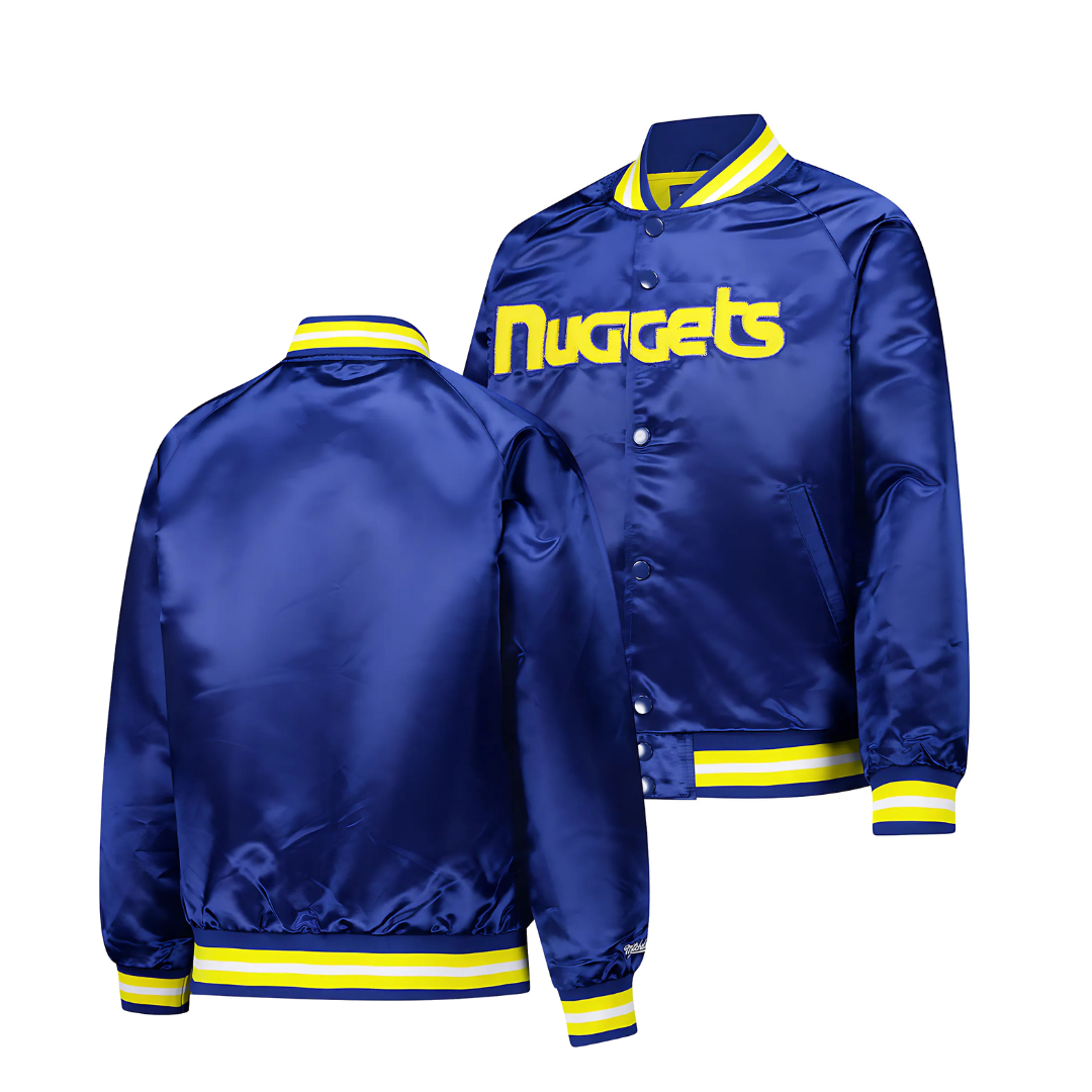 Nuggets retro satin bomber jacket for basketball fans, JacketnJoint