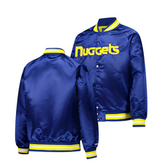 Nuggets retro satin bomber jacket for basketball fans, JacketnJoint