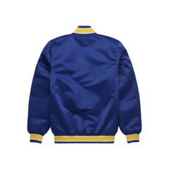 Seattle Mariners Navy Satin Bomber Jacket Back View, JacketnJoint