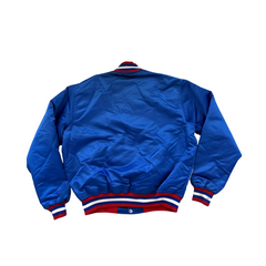 Detroit Pistons classic bomber satin jacket official NBA apparel back view, JacketnJoint