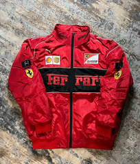 Vintage Red Ferrari Inspired Racing Bomber Jacket