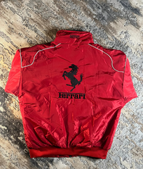 Vintage Red Ferrari Inspired Racing Bomber Jacket