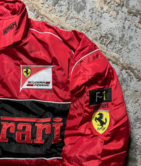 Vintage Red Ferrari Inspired Racing Bomber Jacket