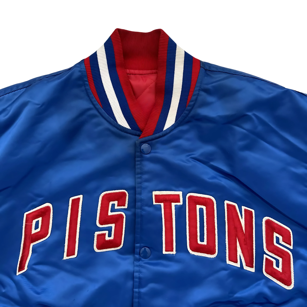 Pistons satin bomber jacket with embroidered team logo, JacketnJoint