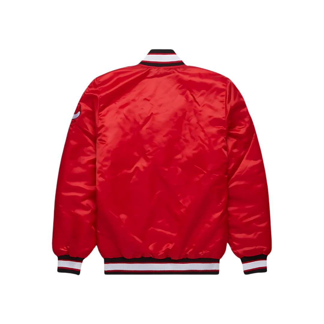 Chicago Bulls retro varsity satin jacket back view, JacketnJoint