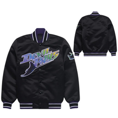 Tampa Bay Devil Rays Black Satin Bomber Jacket, JacketnJoint