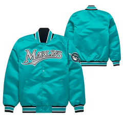 Classic Miami Marlins satin bomber fanwear, JacketnJoint