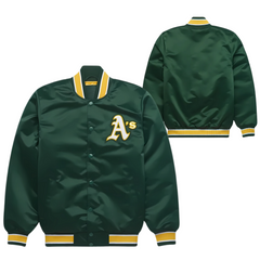 Retro Oakland Athletics satin bomber fanwear jacket, JacketnJoint