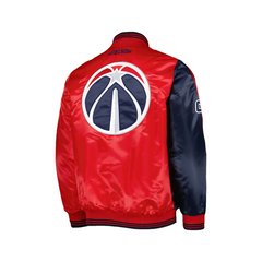 Washington Wizards NBA satin varsity style jacket back view, JacketnJoint