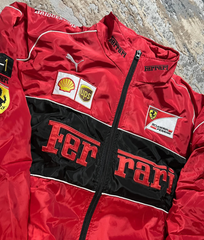 Vintage Red Ferrari Inspired Racing Bomber Jacket