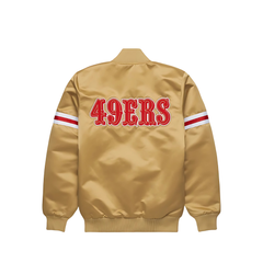 San Francisco 49ers scarlet satin NFL jacket back view, JacketnJoint
