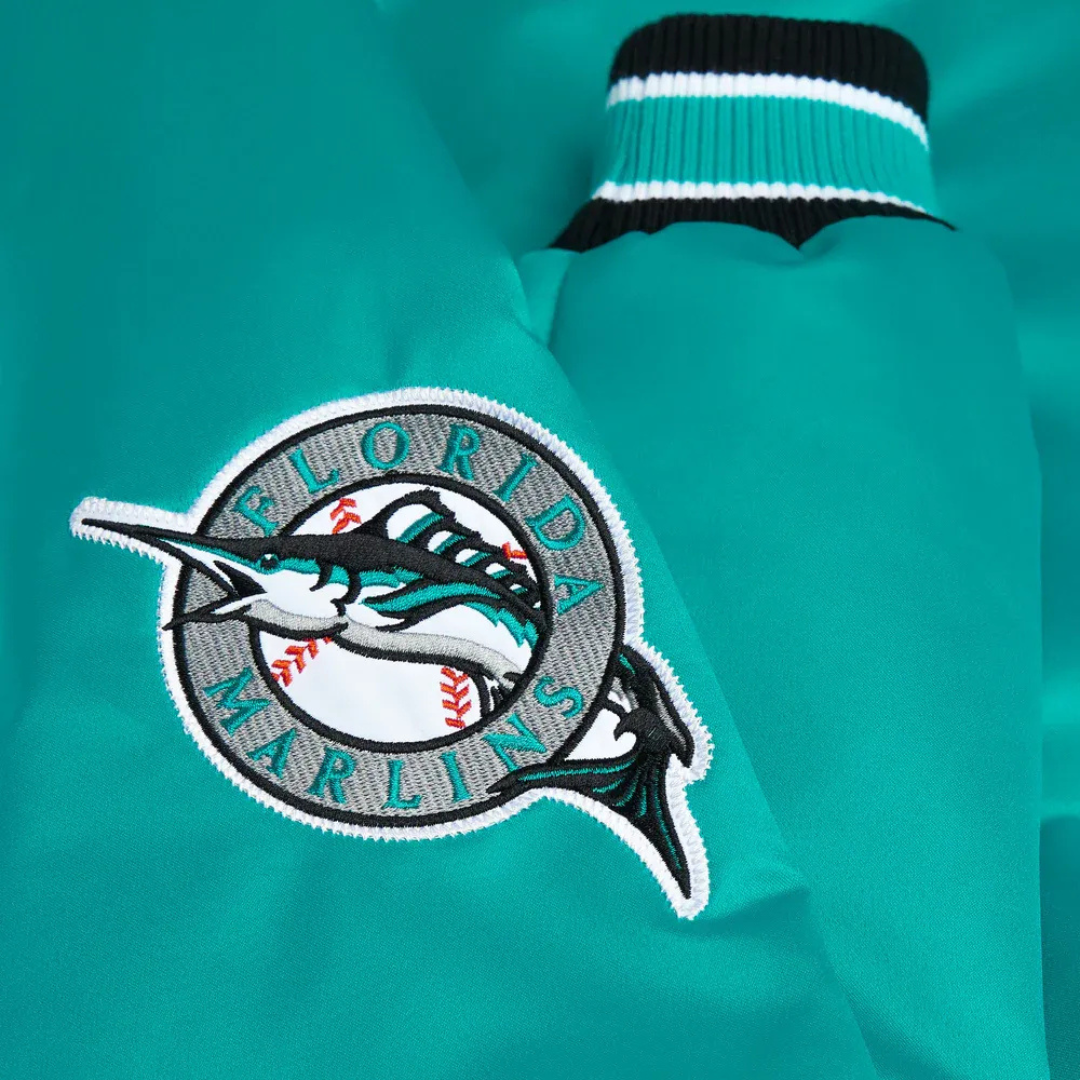 Official MLB Miami Marlins satin jacket with logo, JacketnJoint