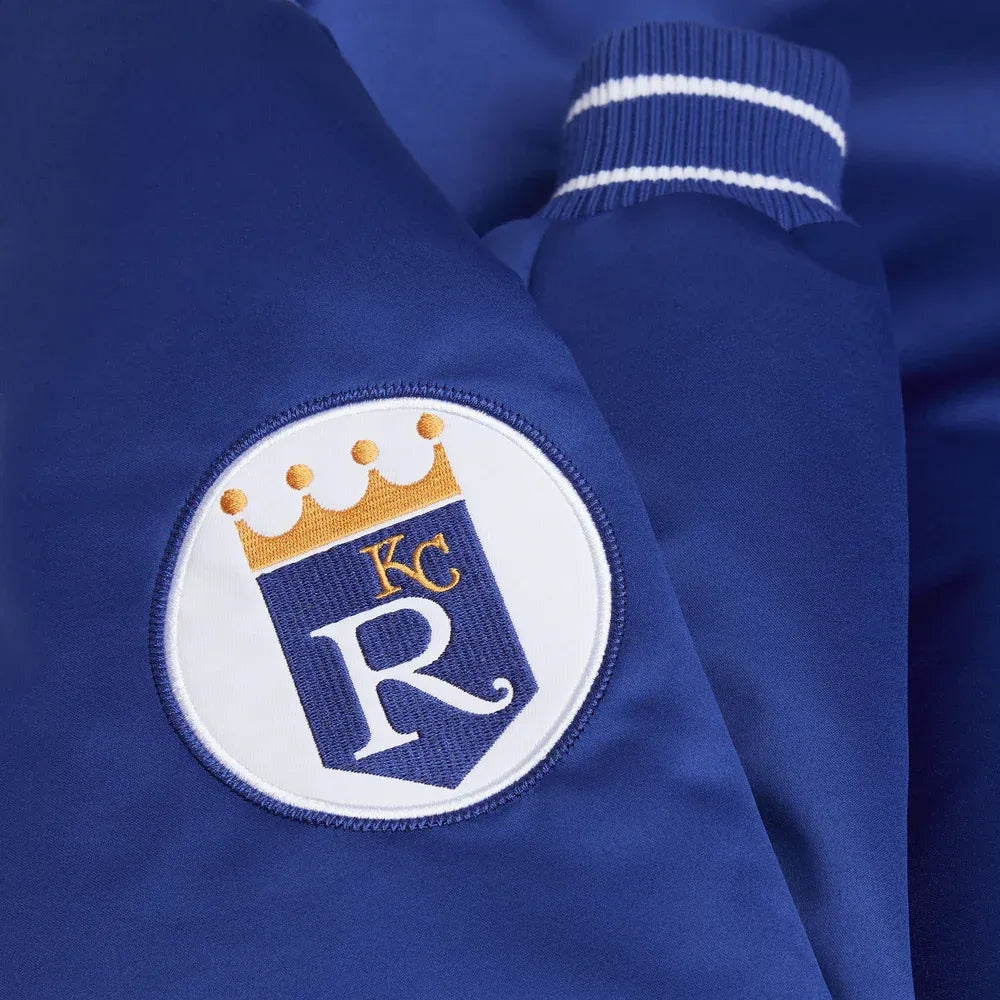 l MLB Kansas City Royals satin jacket in royal blue, JacketnJoint