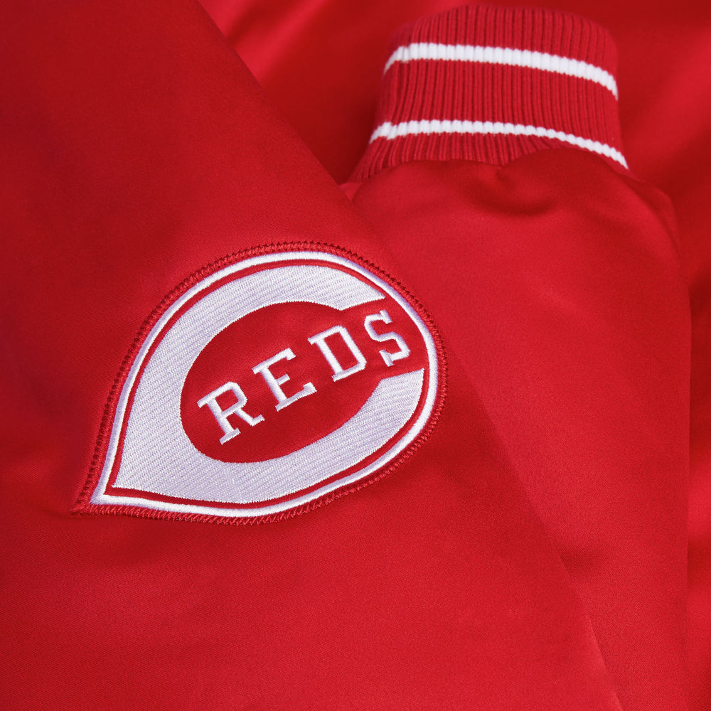 Cincinnati Reds authentic satin varsity bomber jacket logo, JacketnJoint