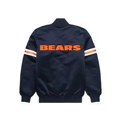 Chicago Bears outerwear navy satin lightweight fan jacket, JacketnJoint