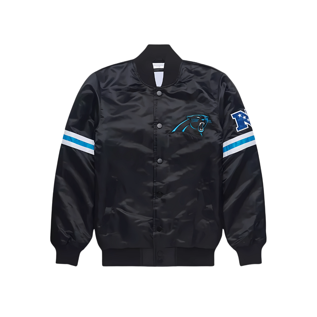 Carolina Panthers Sideline NFL Jacket front view, JacketnJoint