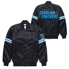 Official Carolina Panthers black and blue satin jacket, JacketnJoint