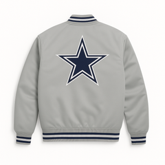 Cowboys silver throwback varsity bomber jacket, JacketnJoint