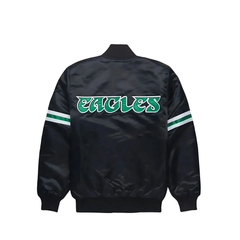 Midnight  Eagles satin jacket for football fans back view, JacketnJoint