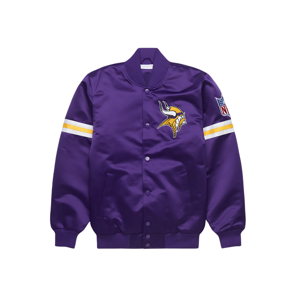 NFL Minnesota Vikings スタジャン M 黒/紫 Minnesota Vikings NFL Satin Varsity Jacket | JacketnJoint