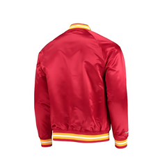 NBA Atlanta Hawks red satin basketball jacket back view, JacketnJoint