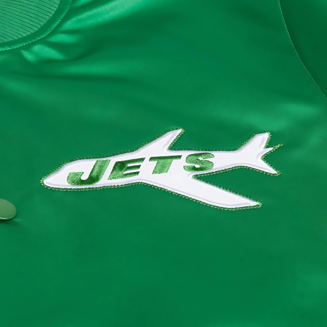 Premium NFL Jets green satin bomber for football fans, JacketnJoint