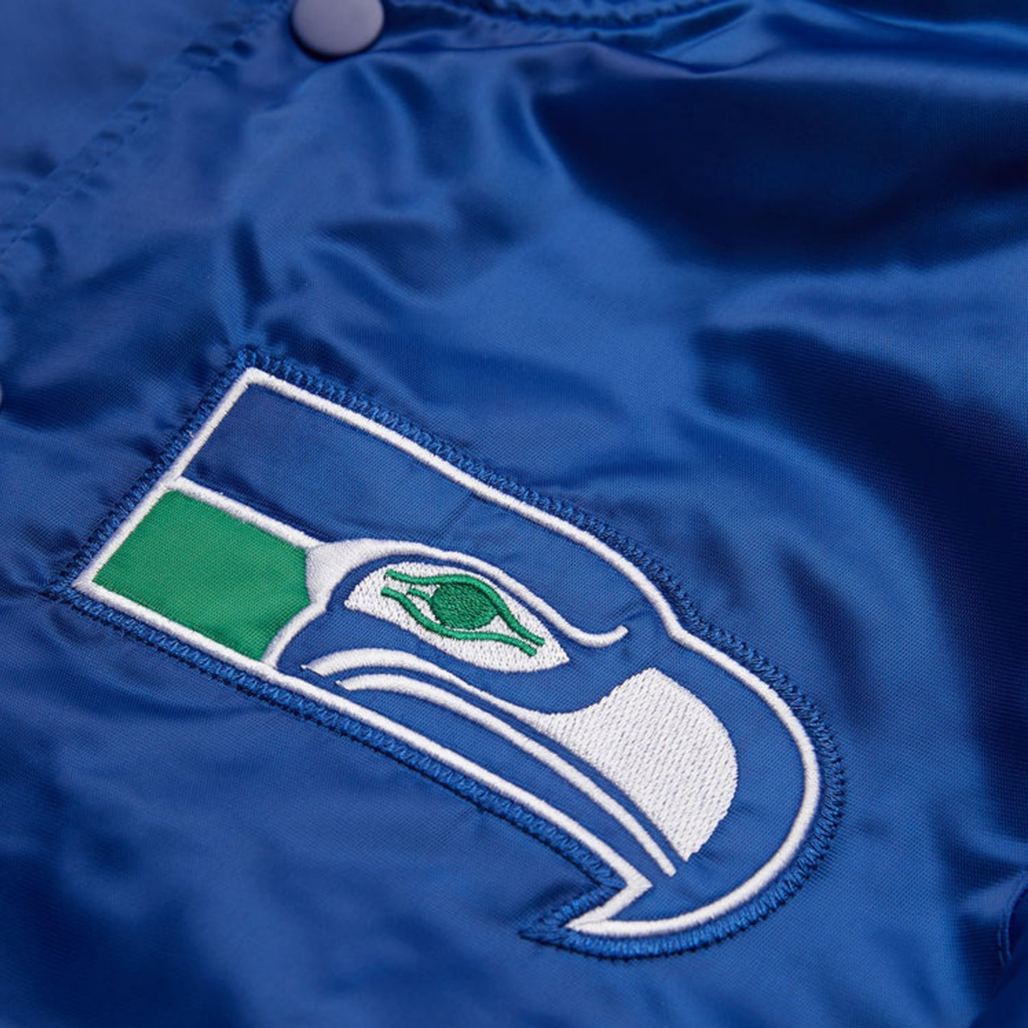 Navy blue satin Seahawks NFL fan jacket, JacketnJoint